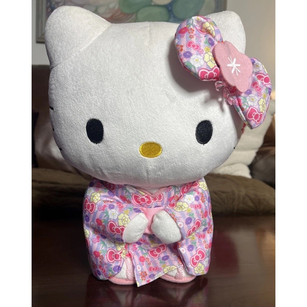 Hello Kitty Authentic Sanrio 2014 11" Pink & Purple Kimono Head Bow Attached